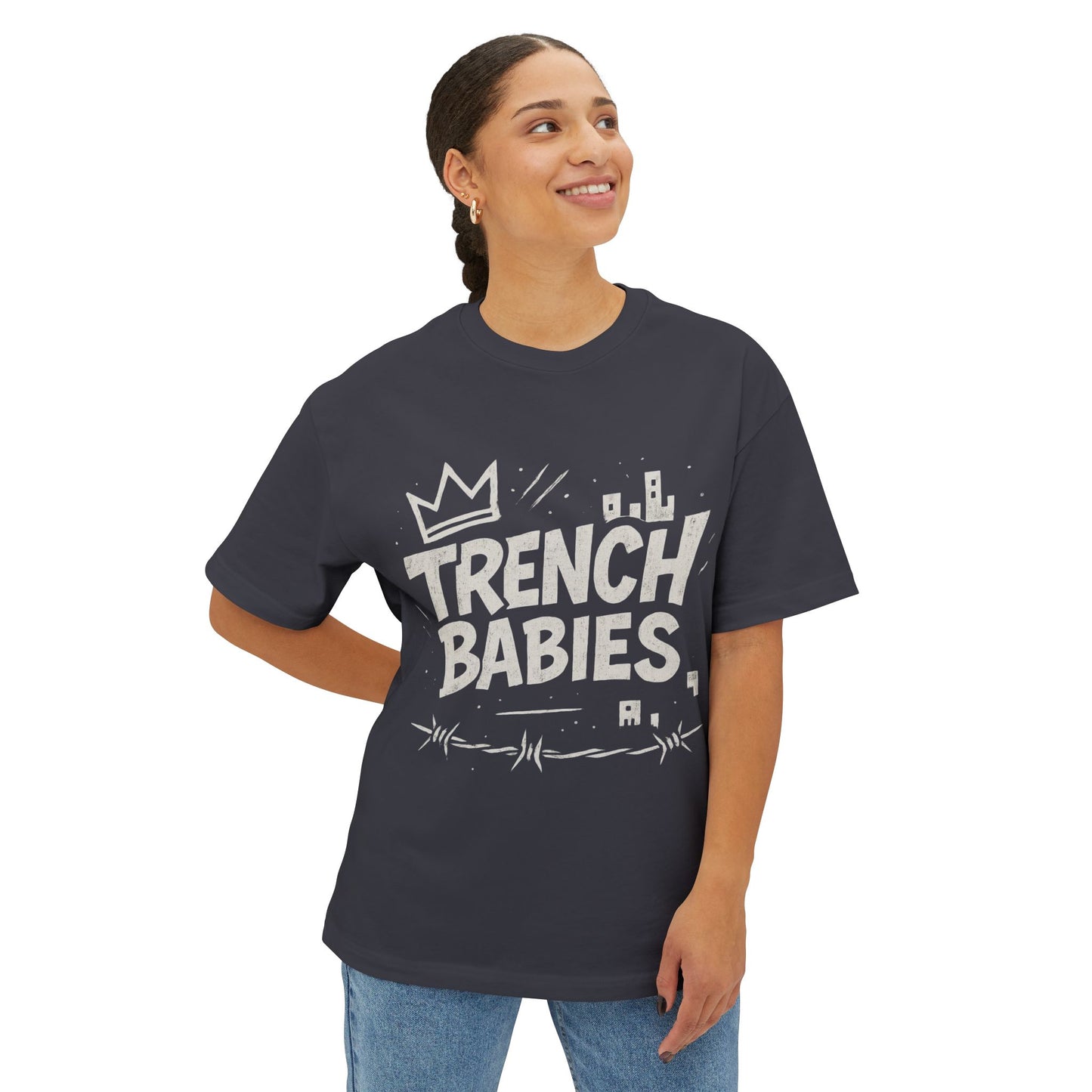 Oversized "Trench Babies" Graphic Tee